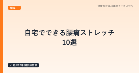 自宅でできる腰痛ストレッチ10選｜鍼灸師監修・1日5分のセルフケア